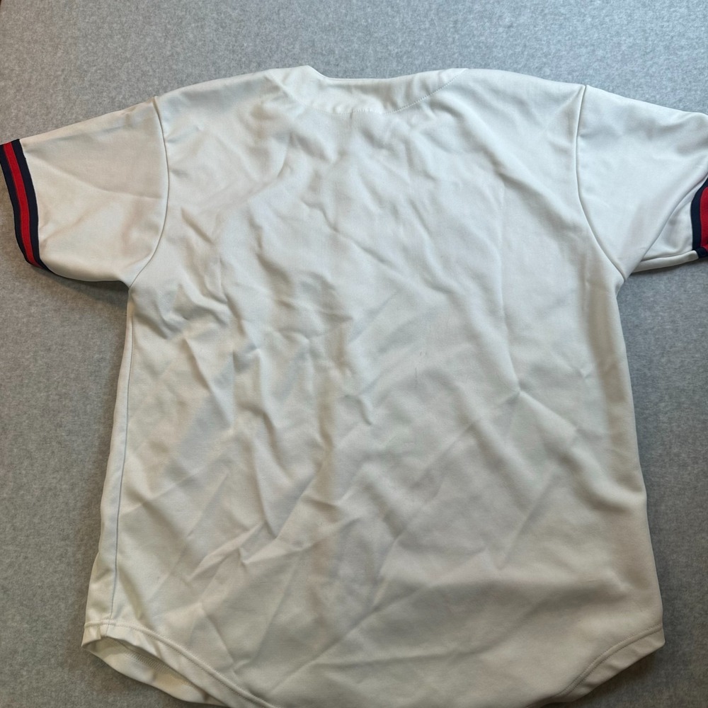 Atlanta Braves Majestic MLB Baseball Jersey White Button Front Men’s Size Large - Picture 7 of 8